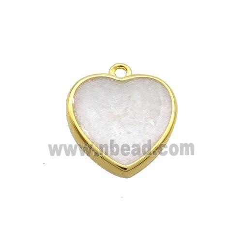 Copper Heart Pendant White Enamel Gold Plated