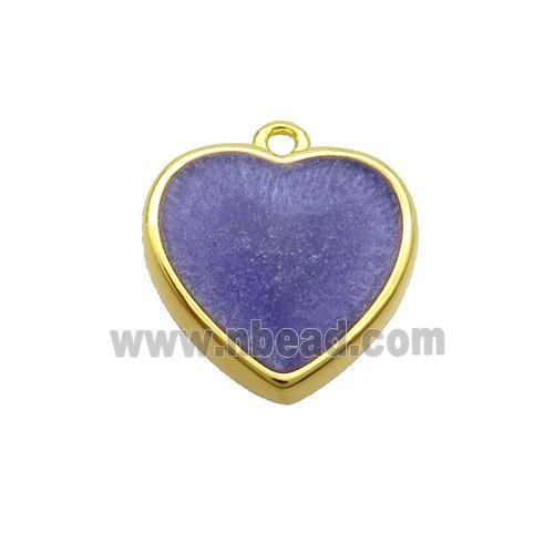 Copper Heart Pendant Purple Enamel Gold Plated