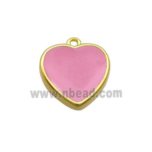 Copper Heart Pendant Pink Enamel Gold Plated