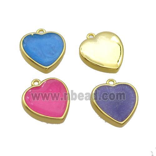 Copper Heart Pendant Enamel Gold Plated Mixed