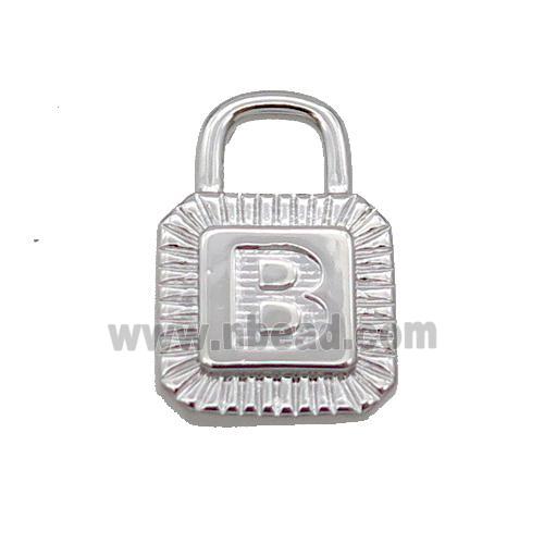 Copper Lock Pendant B-Letter Platinum Plated