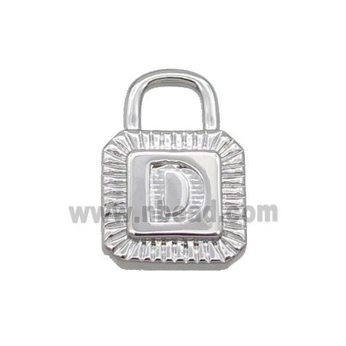 Copper Lock Pendant D-Letter Platinum Plated