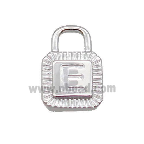 Copper Lock Pendant E-Letter Platinum Plated