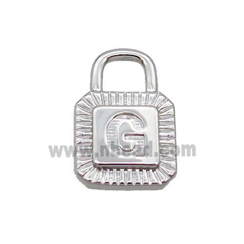 Copper Lock Pendant G-Letter Platinum Plated
