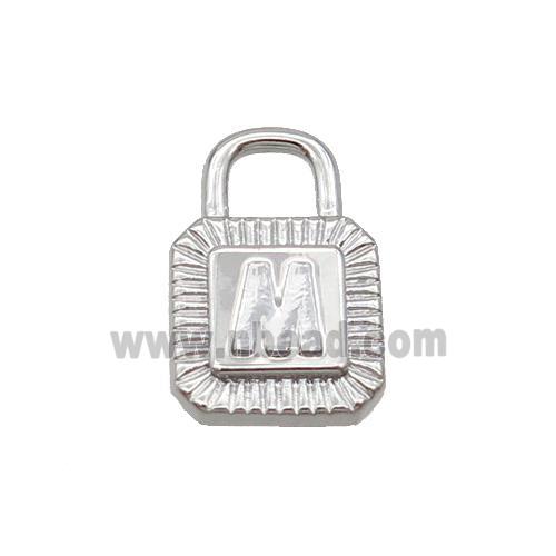 Copper Lock Pendant M-Letter Platinum Plated