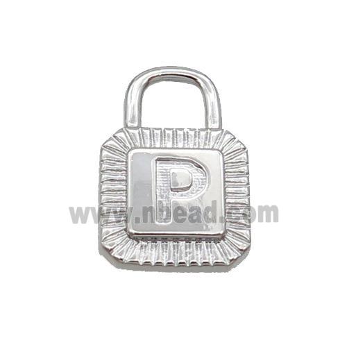 Copper Lock Pendant P-Letter Platinum Plated