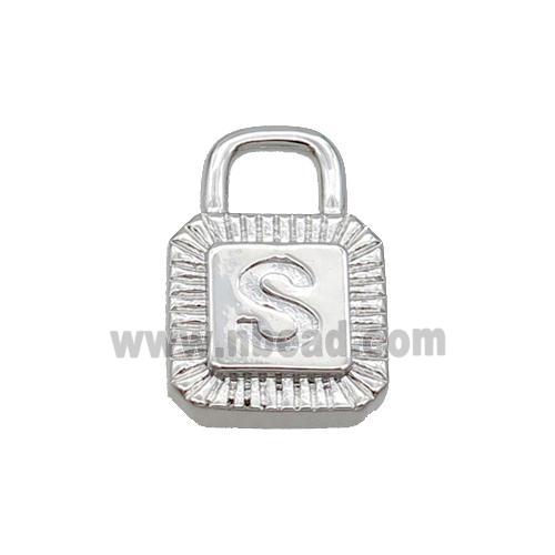 Copper Lock Pendant S-Letter Platinum Plated