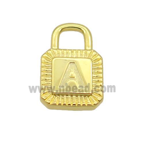 Copper Lock Pendant A-Letter Gold Plated
