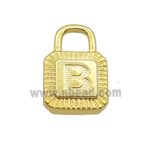 Copper Lock Pendant B-Letter Gold Plated