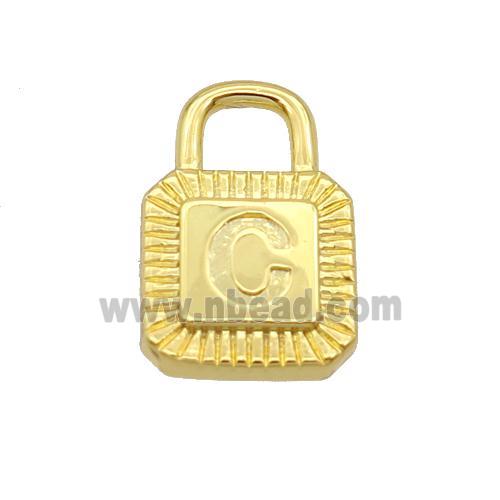 Copper Lock Pendant C-Letter Gold Plated
