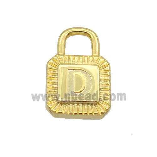 Copper Lock Pendant D-Letter Gold Plated