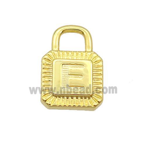 Copper Lock Pendant E-Letter Gold Plated