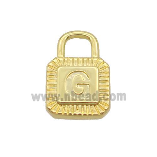 Copper Lock Pendant G-Letter Gold Plated
