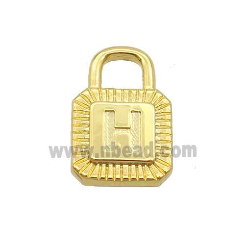 Copper Lock Pendant H-Letter Gold Plated