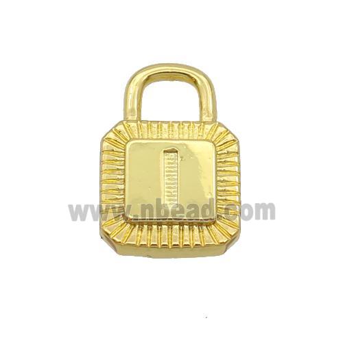 Copper Lock Pendant I-Letter Gold Plated