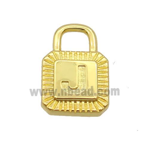 Copper Lock Pendant J-Letter Gold Plated