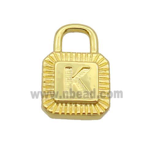 Copper Lock Pendant K-Letter Gold Plated
