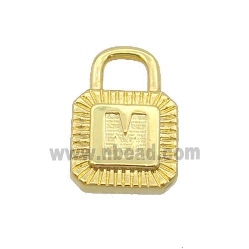 Copper Lock Pendant M-Letter Gold Plated