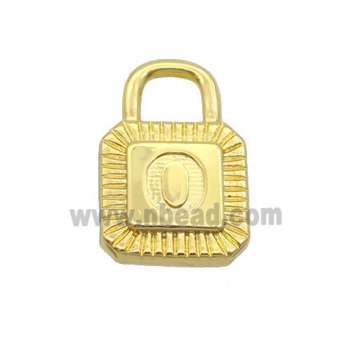 Copper Lock Pendant O-Letter Gold Plated