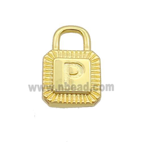 Copper Lock Pendant P-Letter Gold Plated