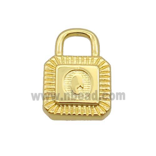 Copper Lock Pendant Q-Letter Gold Plated
