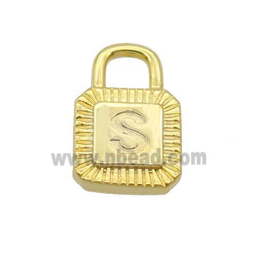 Copper Lock Pendant S-Letter Gold Plated