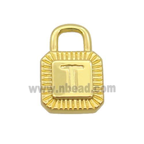 Copper Lock Pendant T-Letter Gold Plated