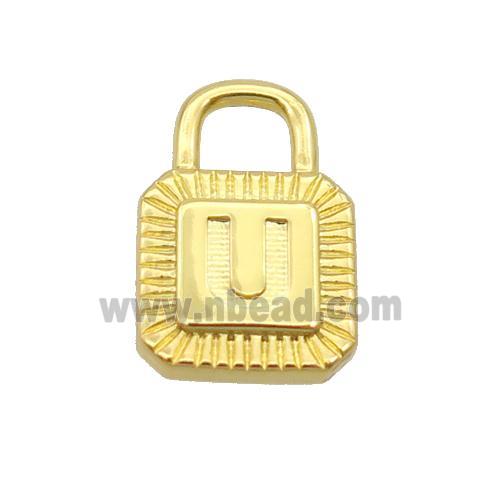Copper Lock Pendant U-Letter Gold Plated
