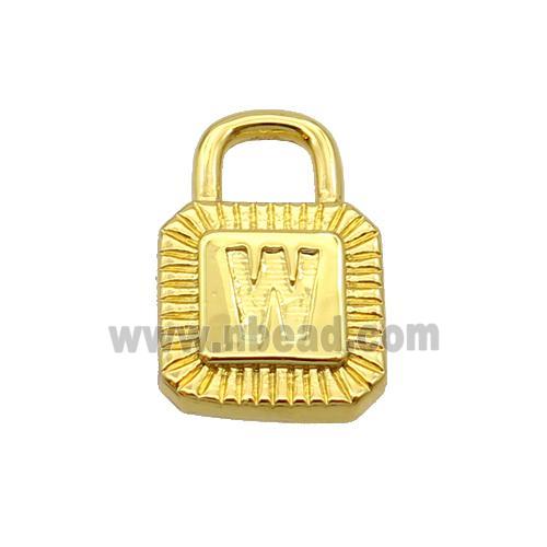 Copper Lock Pendant W-Letter Gold Plated