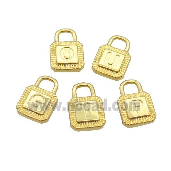 Copper Lock Pendant Letter Gold Plated Mix Alphabet