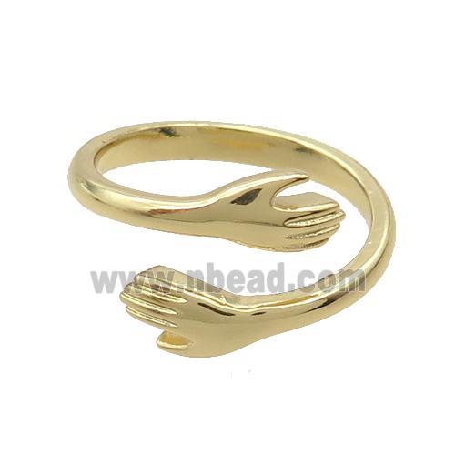 Copper Ring Love Embrace Adjustable Gold Plated