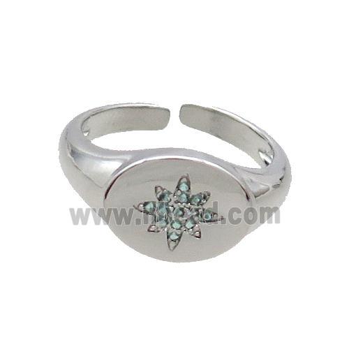 Copper Ring Pave Zircon NorthStar Platinum Plated