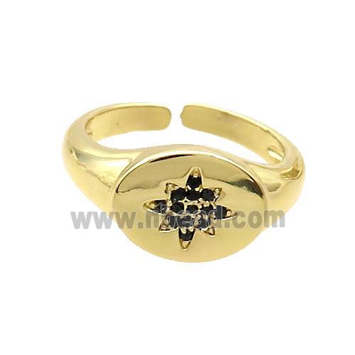 Copper Ring Pave Zircon NorthStar Gold Plated