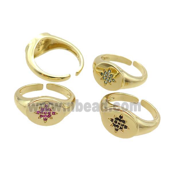 Copper Ring Pave Zircon NorthStar Gold Plated Mixed