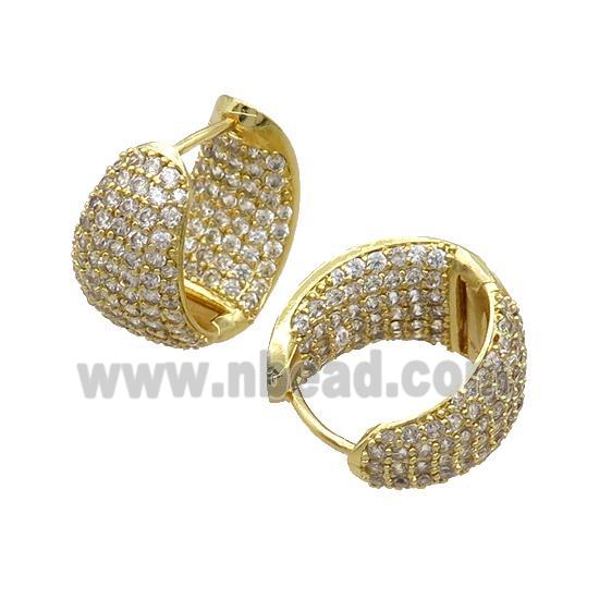 Copper Hook Earring Pave Zircon Gold Plated