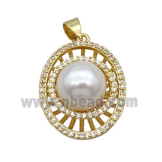 Copper Pendant Pave Pearlized Shell Eye Gold Plated