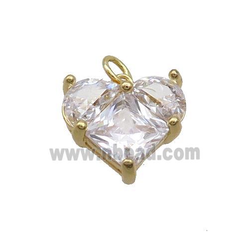 Copper Heart Pendant Pave Crystal Glass Gold Plated