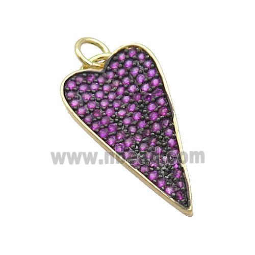 Copper Arrowhead Pendant Pave Hotpink Zircon Gold Plated