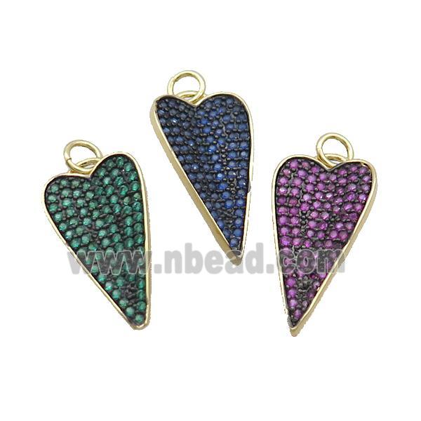 Copper Arrowhead Pendant Pave Zircon Gold Plated Mixed