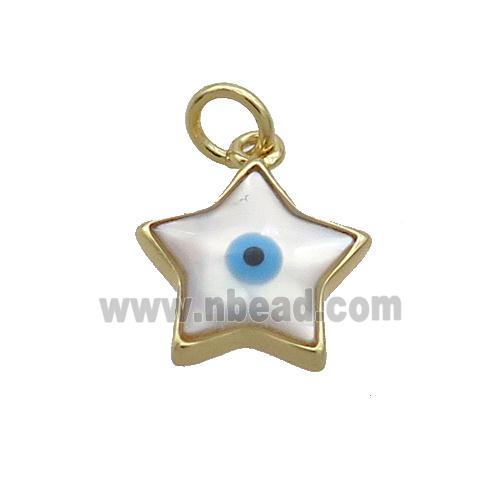 Copper Star Pendant Pave Shell Evil Eye Gold Plated