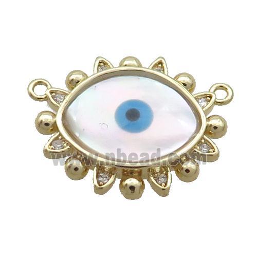 Copper Eye Pendant Pave Shell Evil Eye Gold Plated 2loops