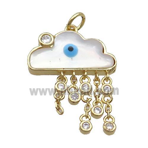 Copper Cloud Pendant Pave Shell Evil Eye Gold Plated