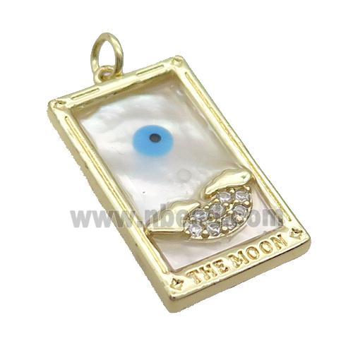Copper Rectangle Pendant Pave Shell Evil Eye Gold Plated