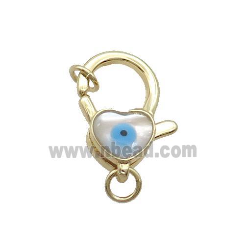 Copper Lobster Clasp Pave Shell Evil Eye Gold Plated