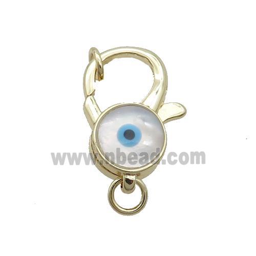 Copper Lobster Clasp Pave Shell Evil Eye Gold Plated