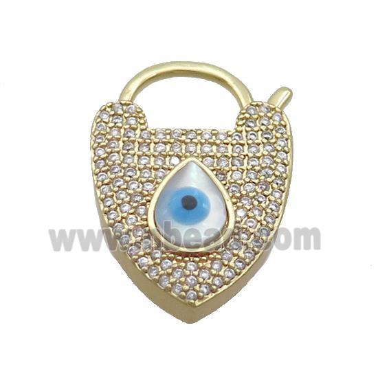 Copper Lobster Clasp Pave Zircon Shell Evil Eye Gold Plated
