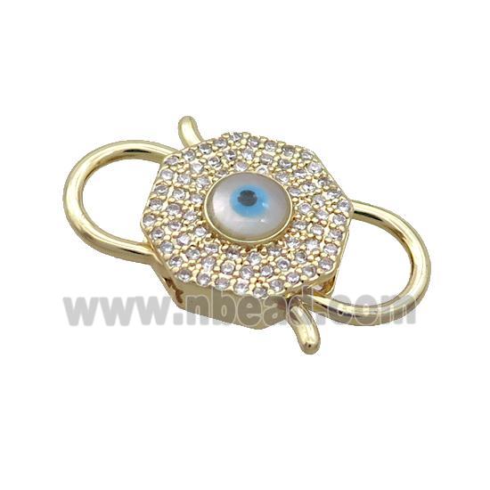 Copper Lobster Clasp Pave Zircon Shell Evil Eye Gold Plated