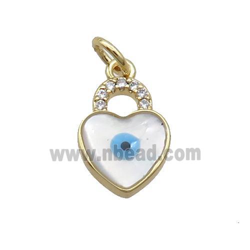 Copper Lock Pendant Pave Shell Evil Eye Gold Plated