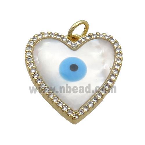 Copper Heart Pendant Pave Zircon Shell Evil Eye Gold Plated