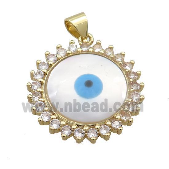 Copper Sunflower Pendant Pave Shell Evil Eye Gold Plated